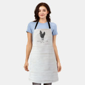 Rustic Vintage Rooster Farm Logo Apron エプロン (着用した状態)