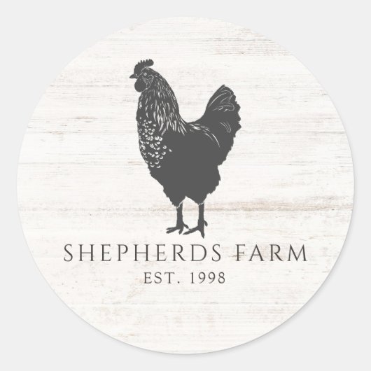 Rustic Vintage Rooster Wood Farm Product Labels ラウンドシール (正面)