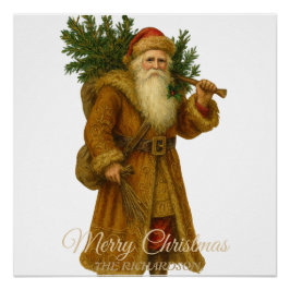 Rustic Vintage Santa | Classic Victorian Holiday  ポスター