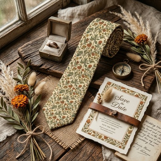 Rustic Vintage Wildflower Vine ネクタイ