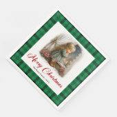 Rustic Vintage Winter Scene Custom Name Napkins (コーナー)