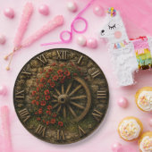Rustic Wagon Wheel Poppy Flower ペーパープレート (パーティー)