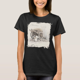 Rustic Wagon Wheel with Bunny Sketch Tシャツ