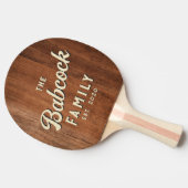 Rustic Walnut Wood Retro Family Name & Year 卓球ラケット (横)