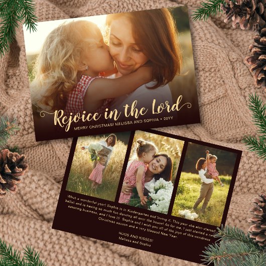Rustic Warm Brown Religious Christmas Card シーズンカード