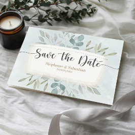 Rustic Watercolor ダスティブルー Save the Date 案内ポストカード