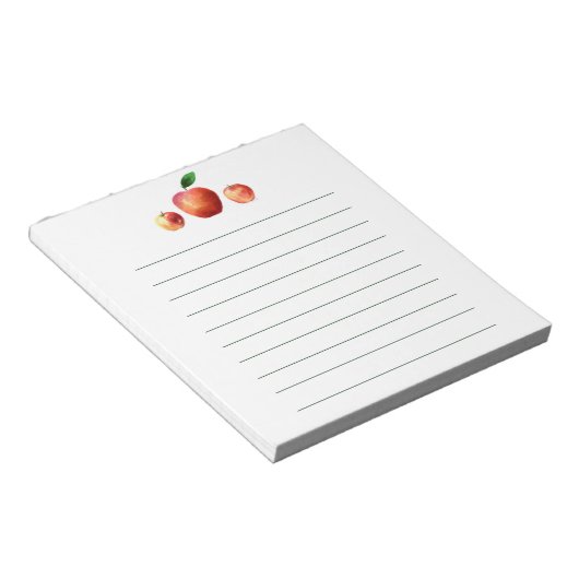 Rustic Watercolor Apple Pattern Notepad ノートパッド (アングル)