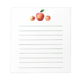 Rustic Watercolor Apple Pattern Notepad ノートパッド