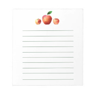 Rustic Watercolor Apple Pattern Notepad ノートパッド