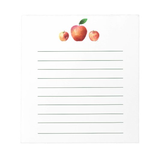 Rustic Watercolor Apple Pattern Notepad ノートパッド (正面)