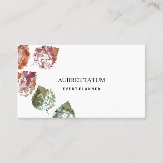 Rustic Watercolor Art Falling Leaves Autumn 名刺 (正面)