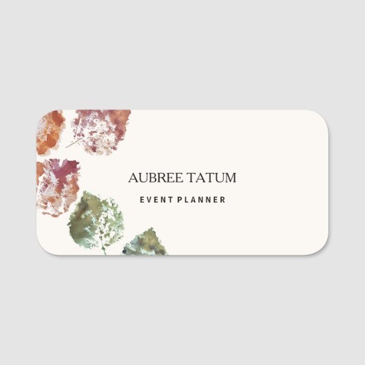 Rustic Watercolor Art Falling Leaves Autumn 名札 (正面)