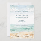 Rustic Watercolor Beach Bridal Shower 招待状 (正面)