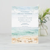 Rustic Watercolor Beach Bridal Shower 招待状 (スタンド正面)