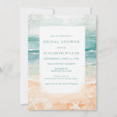 Rustic Watercolor Beach Bridal Shower 招待状 (正面)