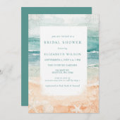 Rustic Watercolor Beach Bridal Shower 招待状 (正面/裏面)