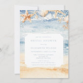 Rustic Watercolor Beach Bridal Shower 招待状 (正面)