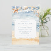 Rustic Watercolor Beach Bridal Shower 招待状 (スタンド正面)
