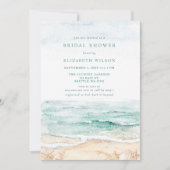 Rustic Watercolor Beach Bridal Shower 招待状 (正面)
