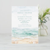 Rustic Watercolor Beach Bridal Shower 招待状 (スタンド正面)