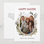 Rustic Watercolor Bird Nest Family Photo Easter シーズンカード (正面/裏面)