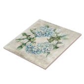 Rustic Watercolor Blue Hydrangea Tulips Wreath タイル (側面)