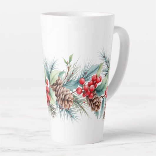 Rustic Watercolor Border カフェラテマグ (右アングル)