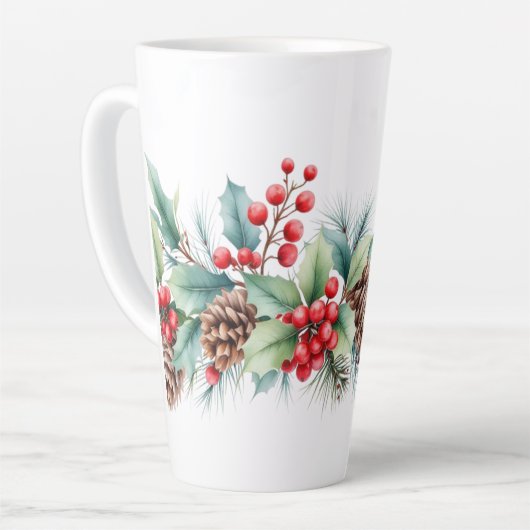 Rustic Watercolor Border カフェラテマグ (左アングル)