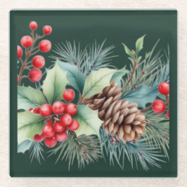 Rustic Watercolor Border ガラスコースター