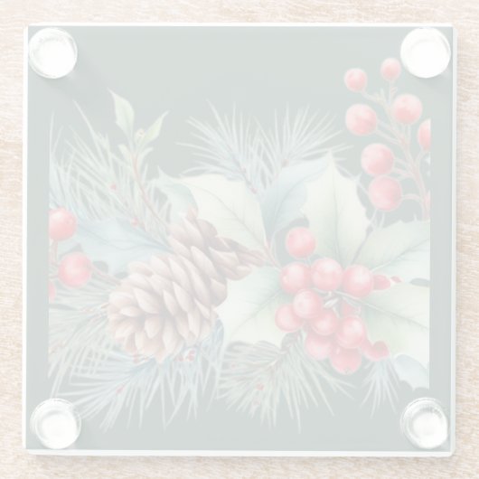 Rustic Watercolor Border ガラスコースター (裏面)