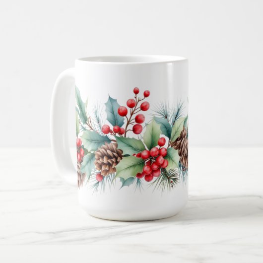 Rustic Watercolor Border コーヒーマグカップ (正面左)