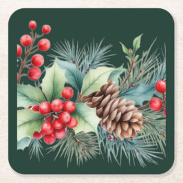 Rustic Watercolor Border スクエアペーパーコースター