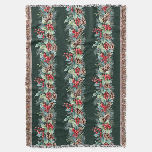 Rustic Watercolor Border スローブランケット (正面縦)