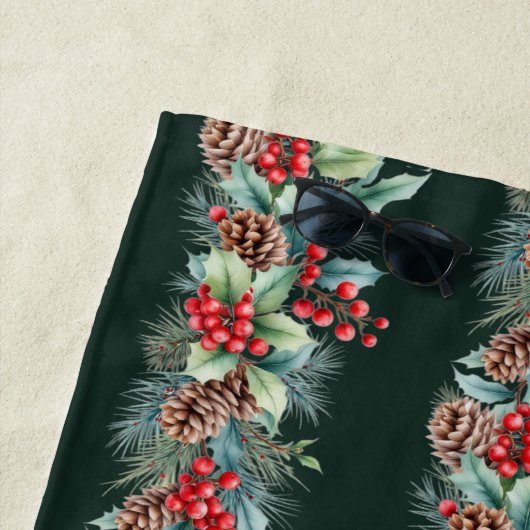 Rustic Watercolor Border ビーチタオル (インサイチュ)