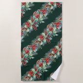 Rustic Watercolor Border ビーチタオル (正面)