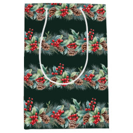 Rustic Watercolor Border ミディアムペーパーバッグ