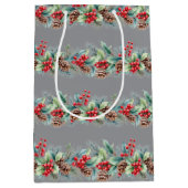 Rustic Watercolor Border ミディアムペーパーバッグ (正面)