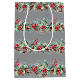 Rustic Watercolor Border ミディアムペーパーバッグ