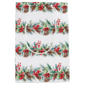 Rustic Watercolor Border ミディアムペーパーバッグ (正面)