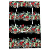 Rustic Watercolor Border ミディアムペーパーバッグ (正面)