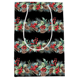 Rustic Watercolor Border ミディアムペーパーバッグ