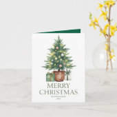 Rustic Watercolor Christmas Tree Non-Photo カード (黄色い花)