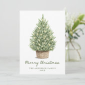 Rustic Watercolor Christmas Tree Non-Photo シーズンカード (スタンド正面)