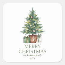 Rustic Watercolor Christmas Tree Non-Photo