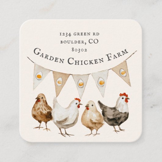 Rustic Watercolor Crest Farmhouse スクエア名刺 (正面)