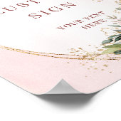 Rustic Watercolor Dusty Pink Floral Custom Sign ポスター (角)