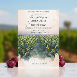 Rustic Watercolor Elegant Vineyard Wedding 招待状