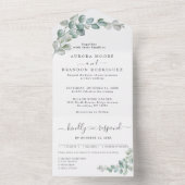 Rustic Watercolor Eucalyptus Greenery Wedding オールインワン招待状 (内側)