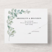 Rustic Watercolor Eucalyptus Greenery Wedding オールインワン招待状 (裏面)