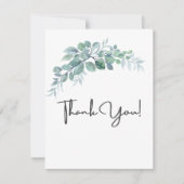 Rustic Watercolor Eucalyptus Greenery Wedding サンキューカード (正面)